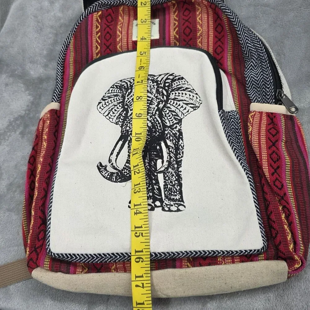 Himalayan Hemp THC Free Backpack Made in Nepal Lightweight Daypack - Picture 8 of 9